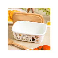 Beurrier émail avec couvercle bois Viennoiseries 500ml - Kiki la peti