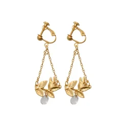 Bijou Boucle d’oreilles Clip Totoro Blanc Caché Dans Une Feuille - Mo