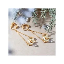 Bijou Boucle d’oreilles Clip Totoro Blanc Caché Dans Une Feuille - Mo