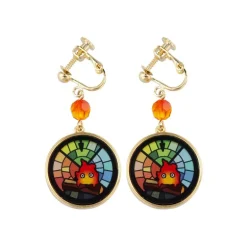 Bijou Boucles d’oreilles à clips Calcifer Vitrail- Le Chateau Ambulan