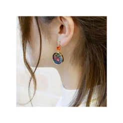 Bijou Boucles d’oreilles Calcifer Vitrail- Le Château ambulant