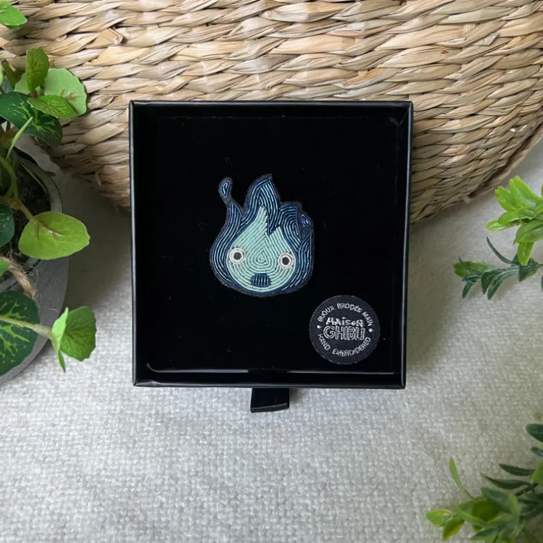 Broche Cannetille Calcifer bleu - Le Château Ambulant
