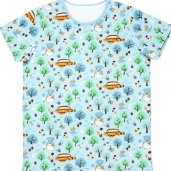 T-SHIRTS PATTERNE TOTORO FORÊT BLEU CLAIR S(FEMME) - MON VOISIN TOTRO